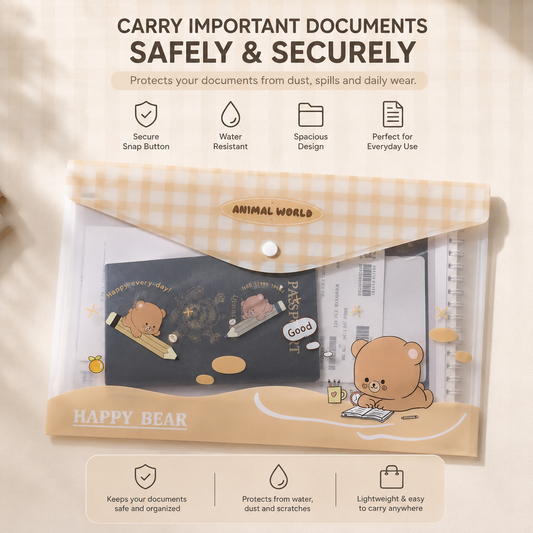Water-Resistant Snap Button Document File Folder