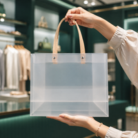 Premium Clear PVC Gift Bag with Wooden Handle for Gift Packaging