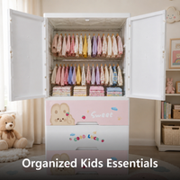 Cute Bunny Kids PP Storage Cabinet with Cabinet Doors & Drawers