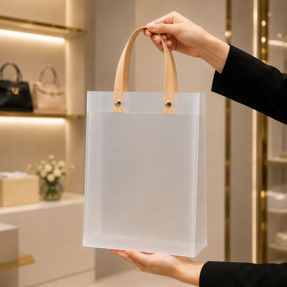Transparent PVC Gift Bags with Handles for Return Gifts - Set of 4