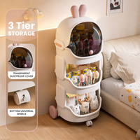 Cute Rabbit Baby Storage Trolley with Dust-Proof Cover & Wheels