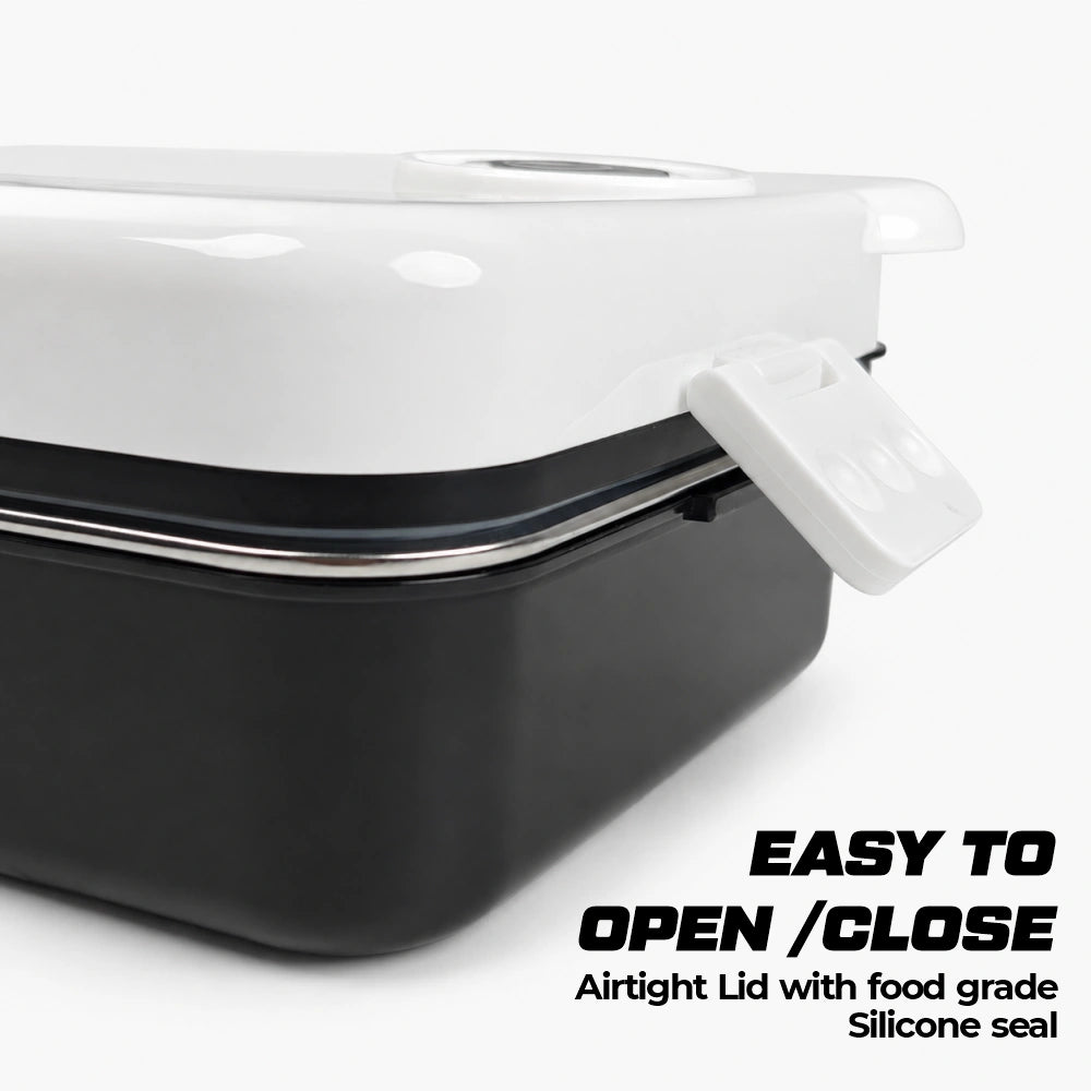 Panda Stainless Steel Lunch Box with 1 Spoon & 1 Small Container – 1190ml
