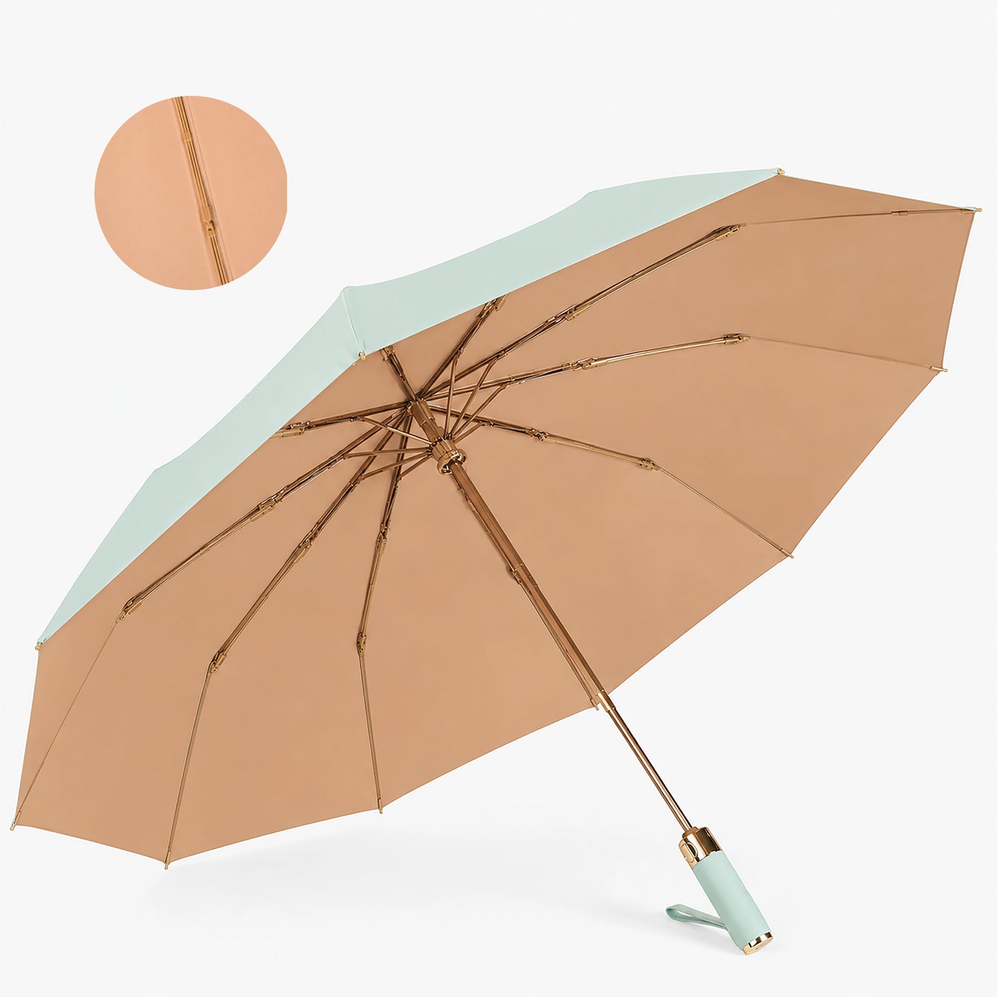 Premium UV Protection Folding Umbrella with Gold Frame