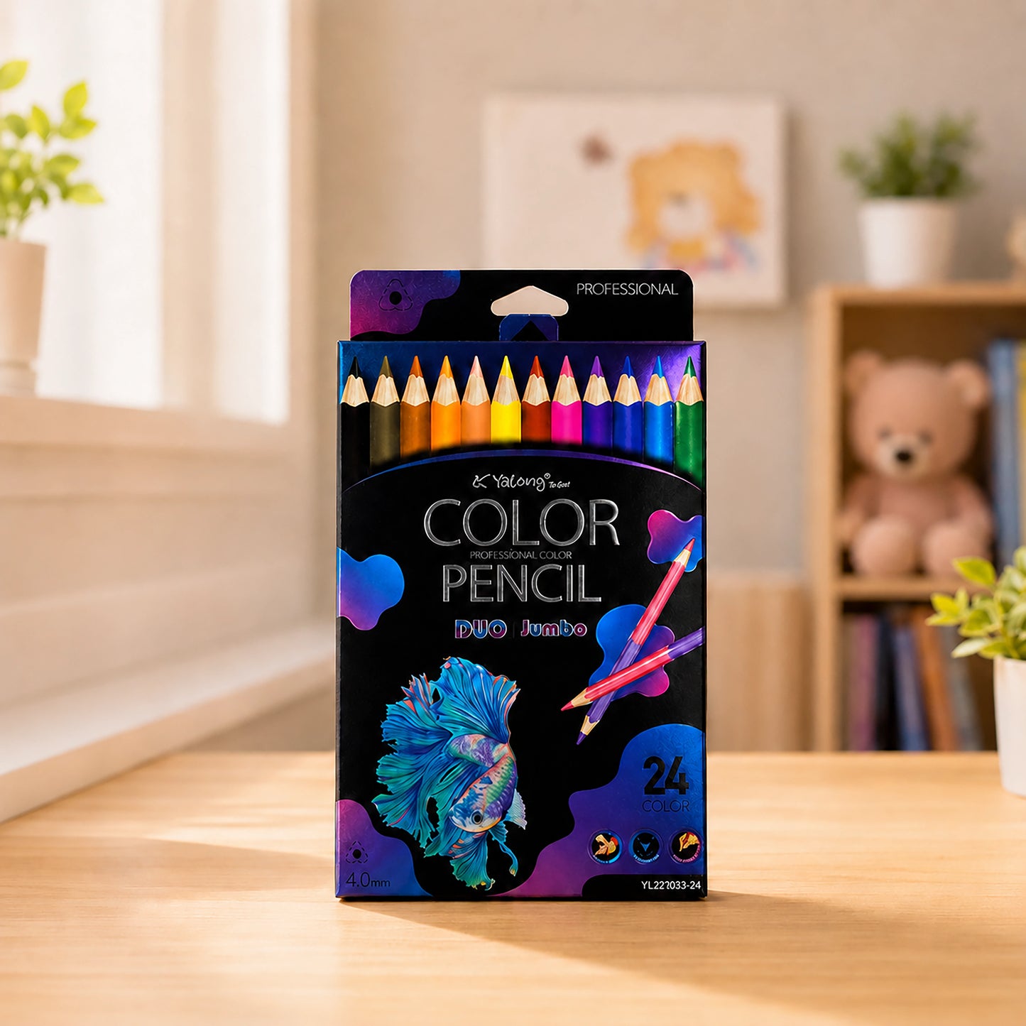 Yalong 24-Colours Double-sided Jumbo Colour Pencil Set for Kids