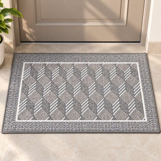 Premium Ferret Fleece Doormat with Modern Geometric Pattern