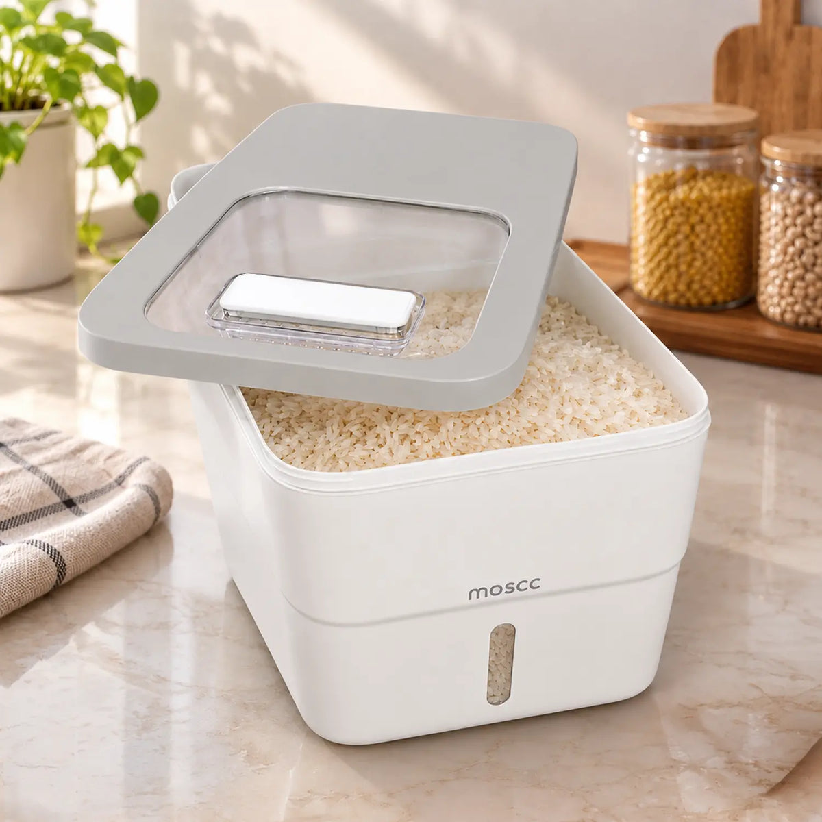 HOMX Airtight, Moisture-proof Rice Storage Container with Sliding Lid