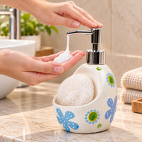 Ceramic Soap Dispenser with Sponge Holder for Kitchen - 320ml
