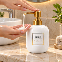Elegant Ceramic Soap Dispenser with Golden Pump - 400ml