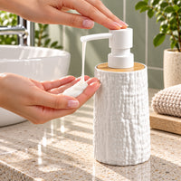 Unbreakable Textured Soap Dispenser with Bamboo Touch 380ml