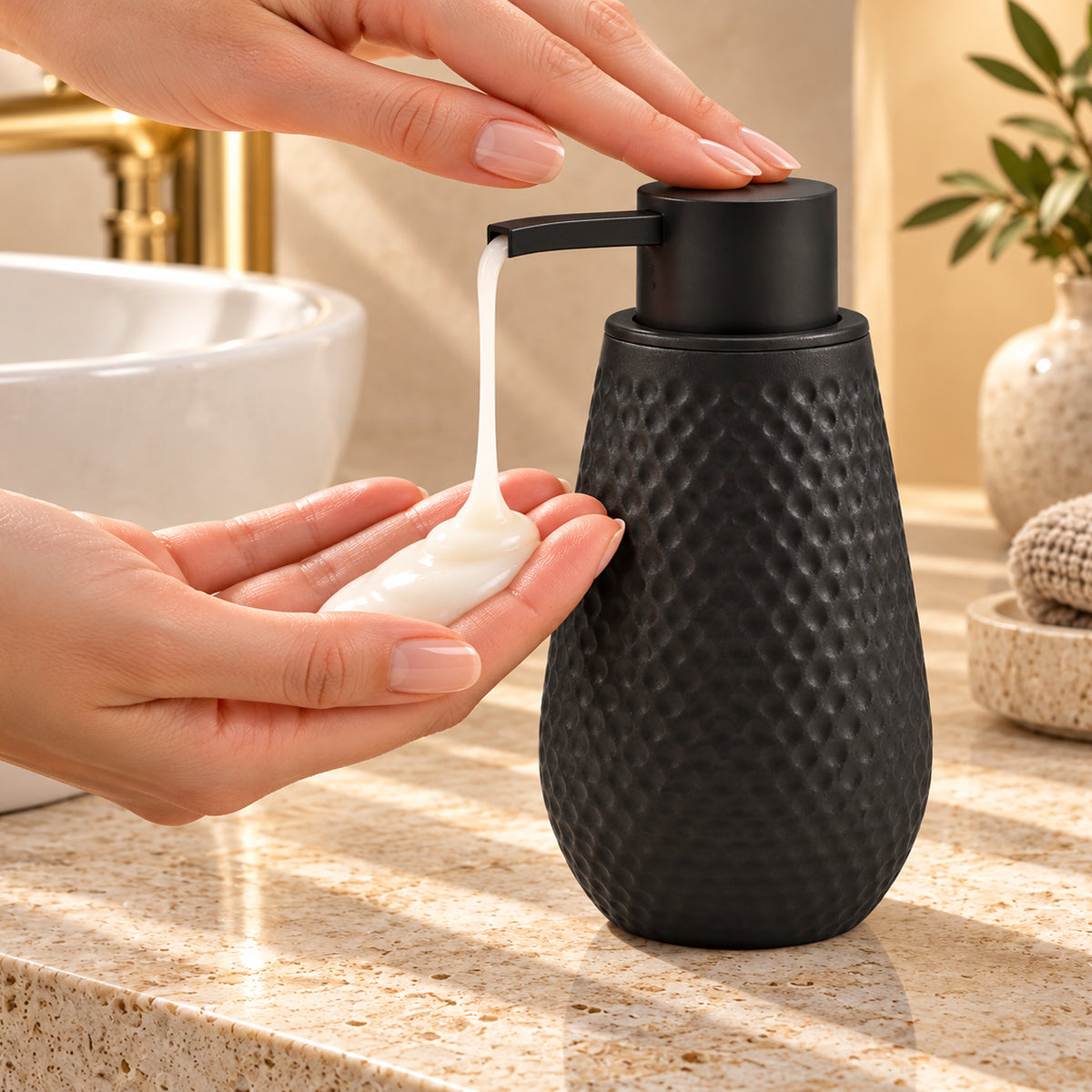 Unbreakable Acrylic Matte Textured Soap Dispenser for Bathroom 380ml