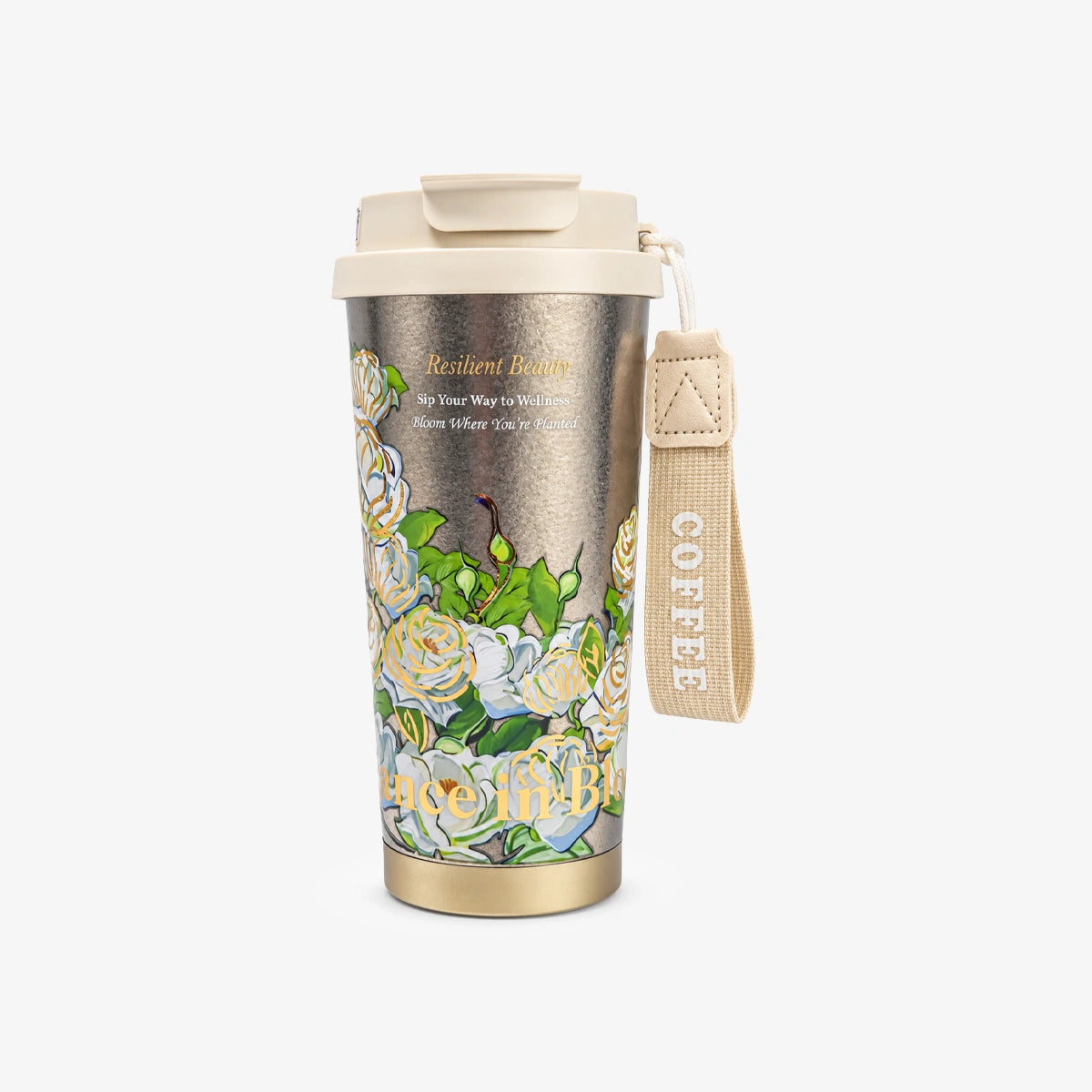 Pure Titanium Insulated Vacuum Tumbler with Floral Prints - 520ml