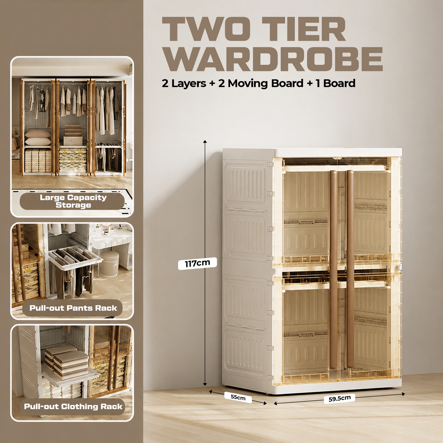 HOMX Modular Magnetic Wardrobe – Dust-Proof PP Storage Closet