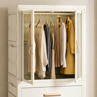 HOMX Foldable Wardrobe Closet – Storage Armoire with Wheels & Drawer