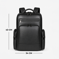 27L Unisex PU Leather Laptop Backpack with TSA Lock & USB Charging Port
