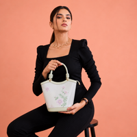 Premium Hangzhou Silk & Leather Tote bag for Women