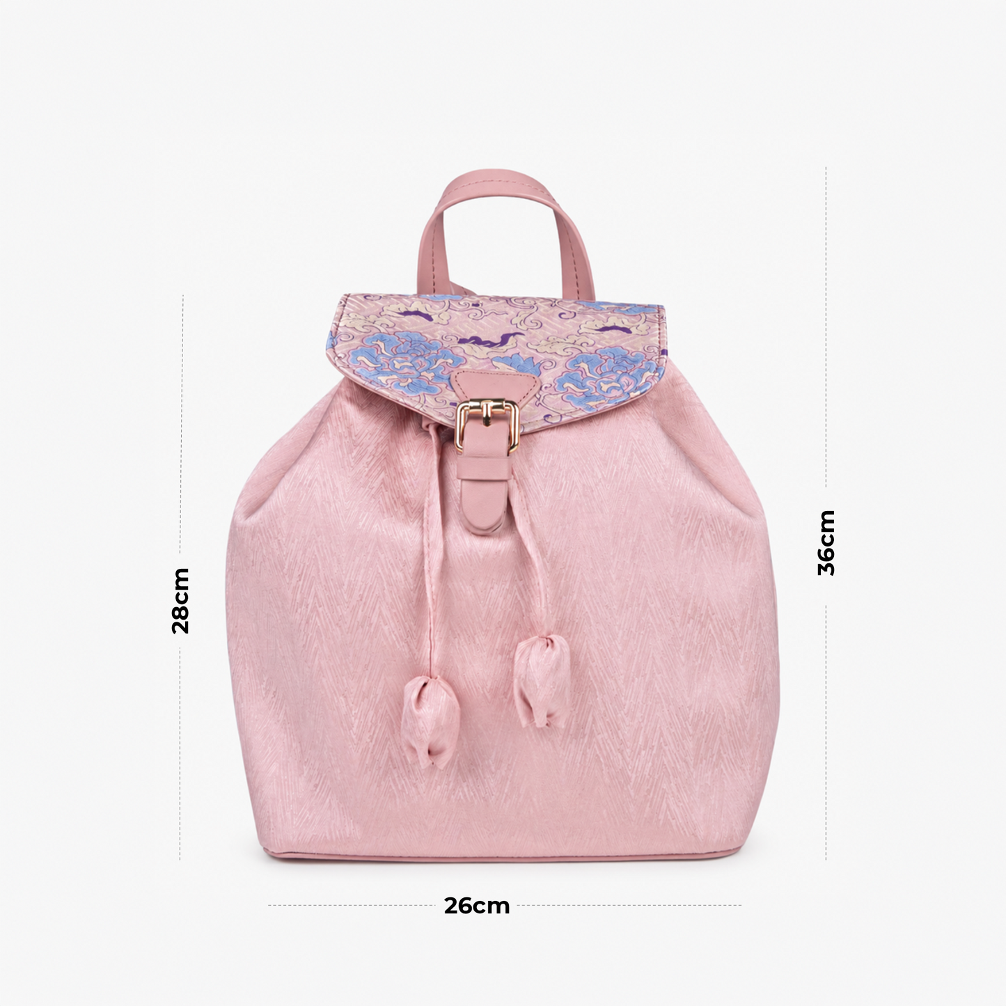 Pink Hangzhou Silk & Leather Backpack for Women