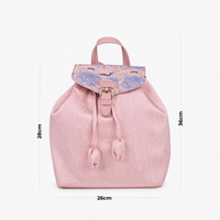 Pink Hangzhou Silk & Leather Backpack for Women