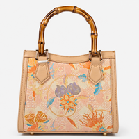 Elegant Hangzhou Silk Leather Bag with Unique Bamboo Handle