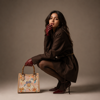 Elegant Hangzhou Silk Leather Bag with Unique Bamboo Handle