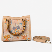 Elegant Hangzhou Silk Leather Bag with Unique Bamboo Handle