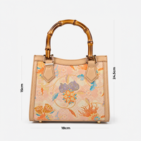 Elegant Hangzhou Silk Leather Bag with Unique Bamboo Handle