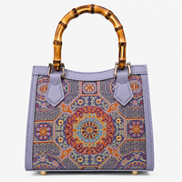 Elegant Hangzhou Silk Leather Bag with Unique Bamboo Handle