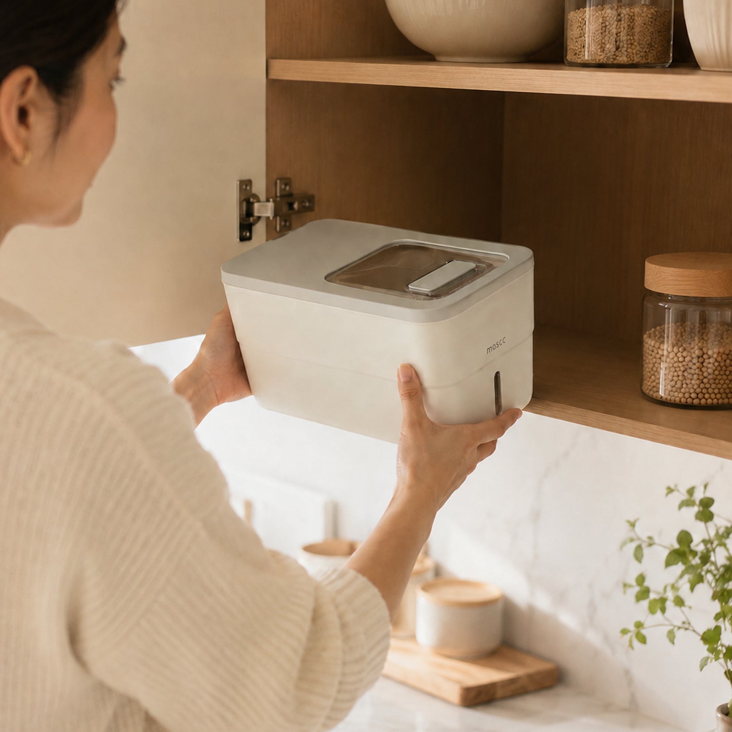 HOMX Sliding Rice Container – Easy-Fill Window, Sealed Freshness