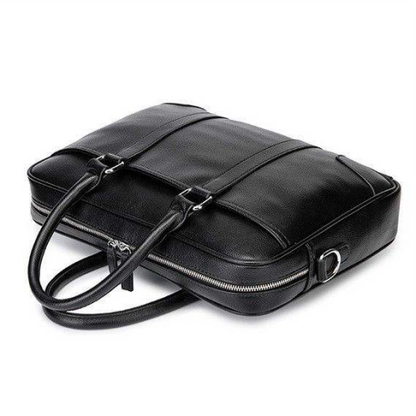 Premium Leather Laptop Bag for Men with Shoulder Strap & Organizer