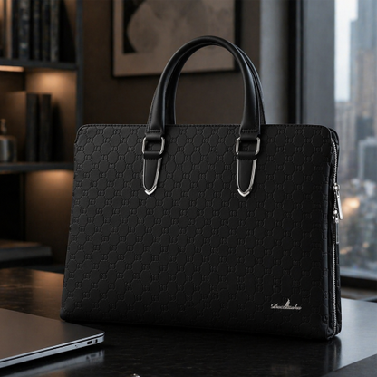 Premium Textured PU Leather Unisex Laptop Briefcase