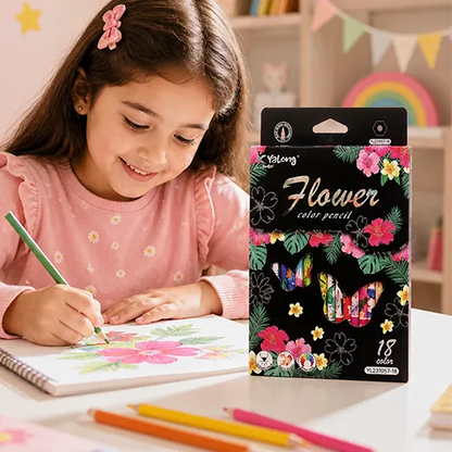 Yalong Floral Print Colour Pencils Set for Kids Art & Craft