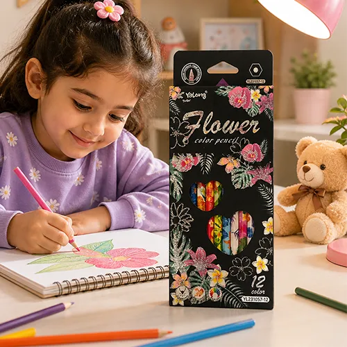 Yalong Floral Print Colour Pencils Set for Kids Art & Craft