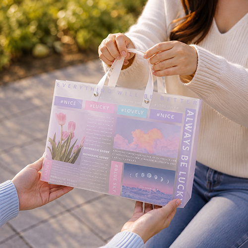 Romantic Story PVC Tote Gift Bag with Frosted Finish