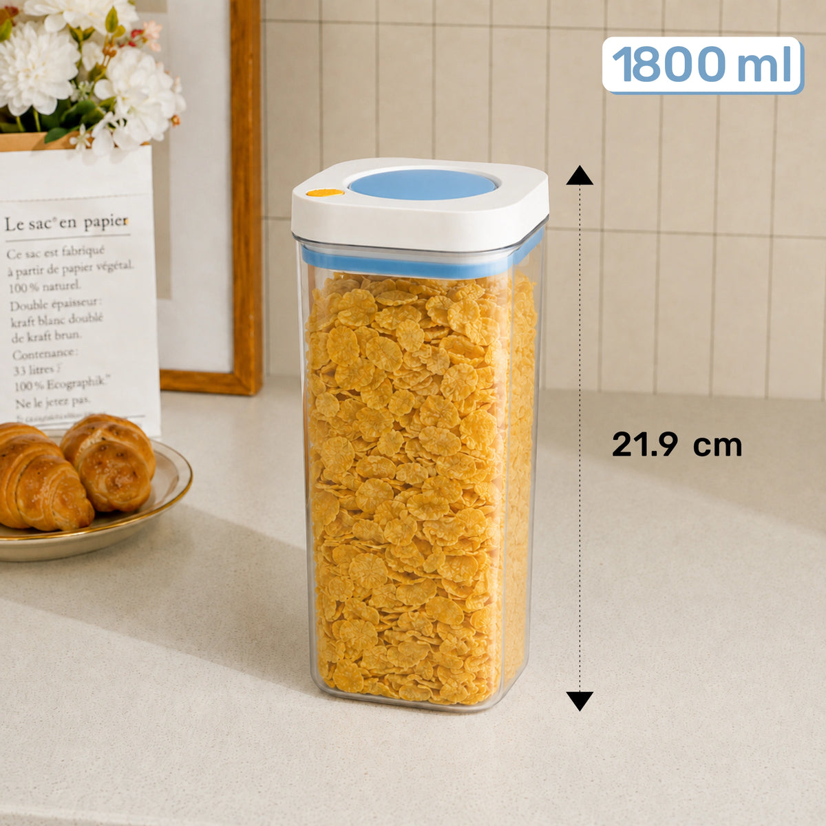 HOMX Airtight Food Storage Containers - 450ml, 1100ml, 1800ml, 3350ml