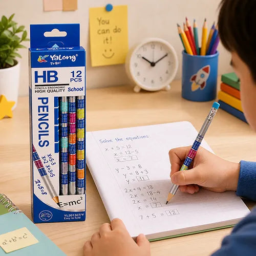 Yalong Mathematics Theme HB Pencil Set – 12 Pieces