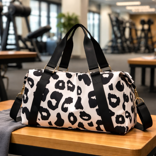Animal Print Travel Duffel Bag with Trolley Sleeve