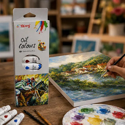 Yalong Professional Oil Colour Paint Set for Canvas & Art - 12 Shades