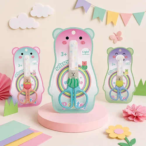 Yalong Cute Bear Safety Scissors for Kids with Soft Grip Handle