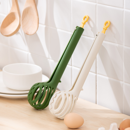 3-in-1 Multipurpose, Egg Whisk & Food Clamp | Heat-Resistant Kitchen Tong