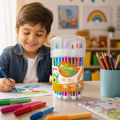 Yalong Fine Tip Colour Pen Set for Kids Drawing - 24 Shades