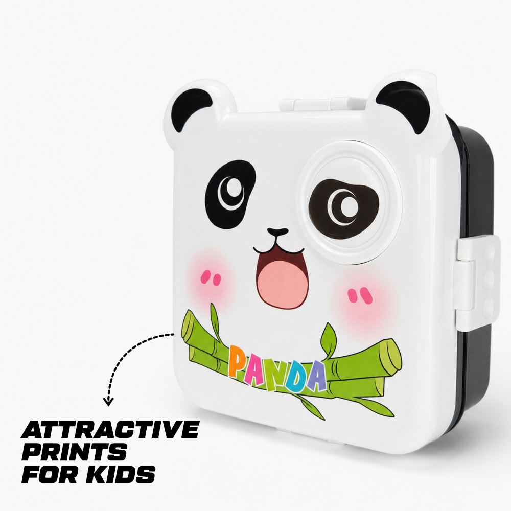 Panda Themed Plastic Lunch box with Spoon & Small Container – 1590ml