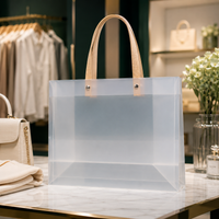 Premium Clear PVC Gift Bag with Wooden Handle for Gift Packaging