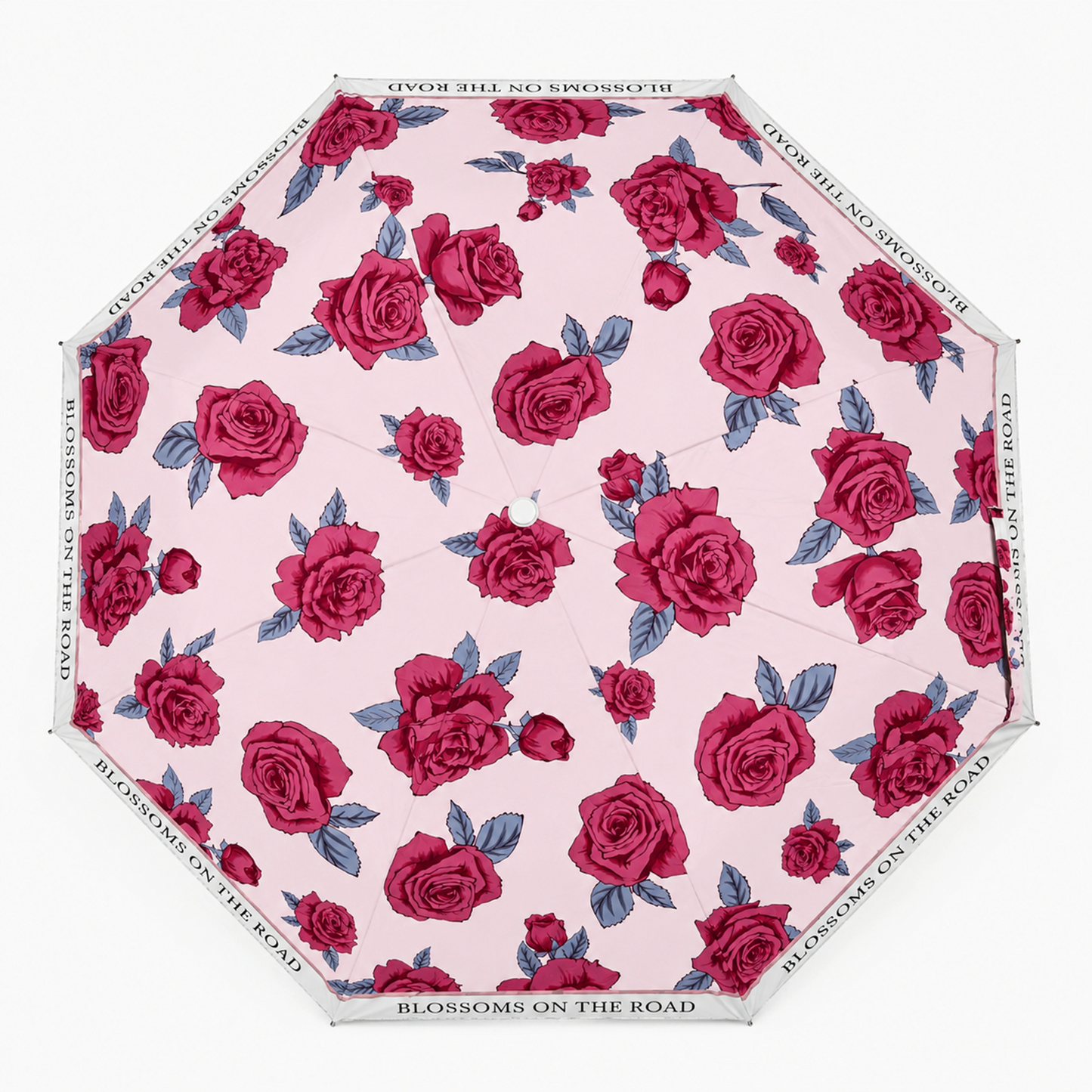 Rose Print UV Protection Folding Umbrella with Lotus Grip