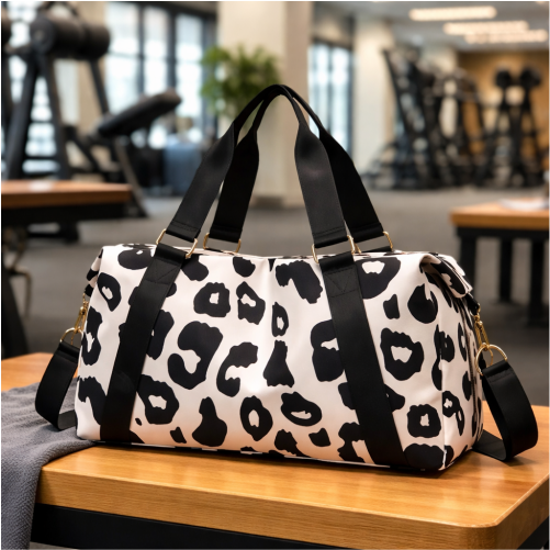Animal Print Travel Duffel Bag with Trolley Sleeve
