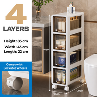 HOMX Narrow Rolling Storage Tower – Slim Drawer Cart with Lockable Wheels