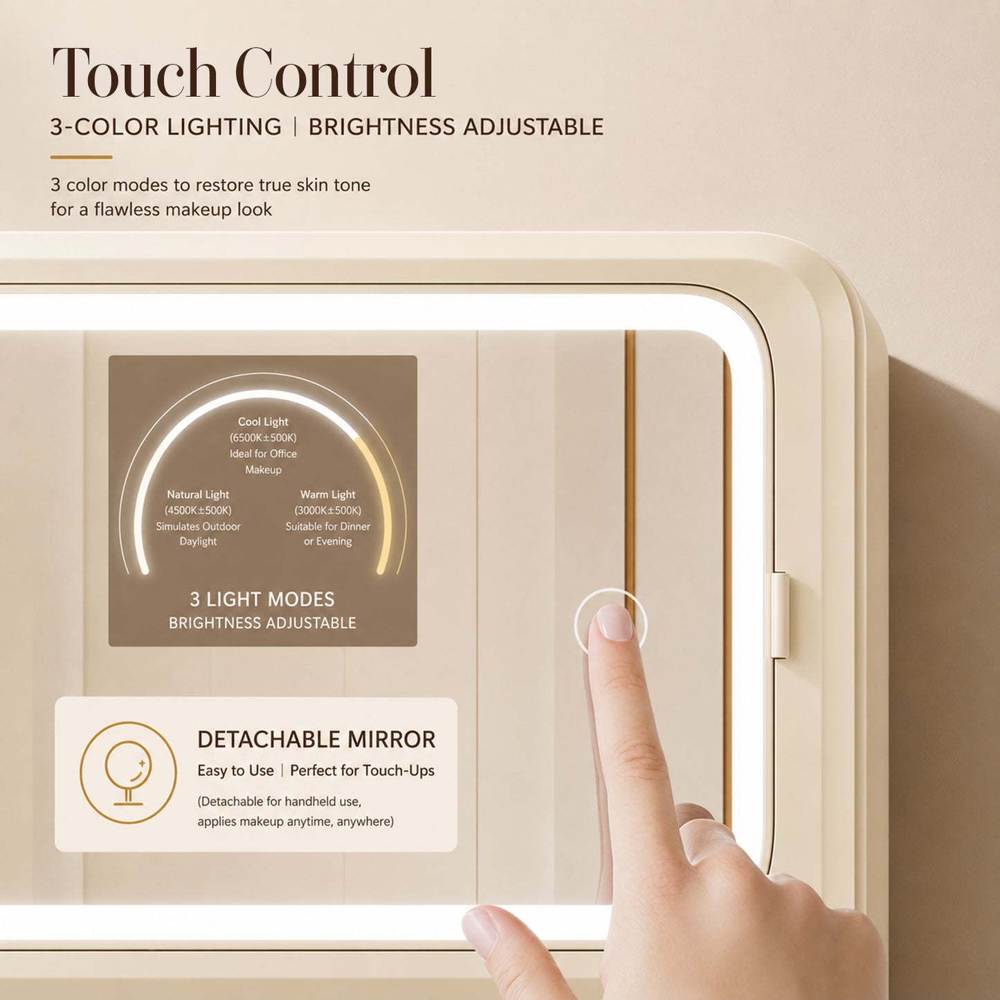 HOMX Skincare & Makeup Organizer – LED Mirror, Touch Control, USB-C, Lock