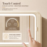 HOMX Skincare & Makeup Organizer – LED Mirror, Touch Control, USB-C, Lock