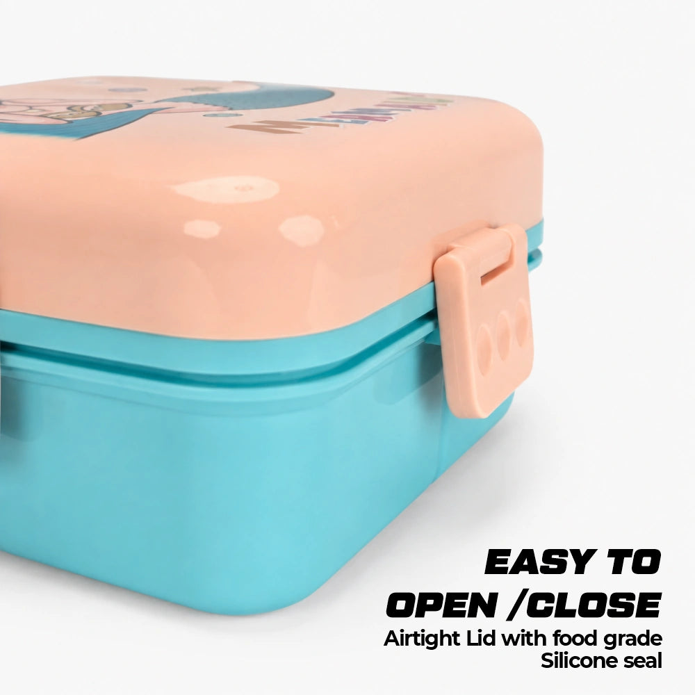 Mermaid Plastic Kids Lunch Box with 3 Compartments for Kids - 1590ml