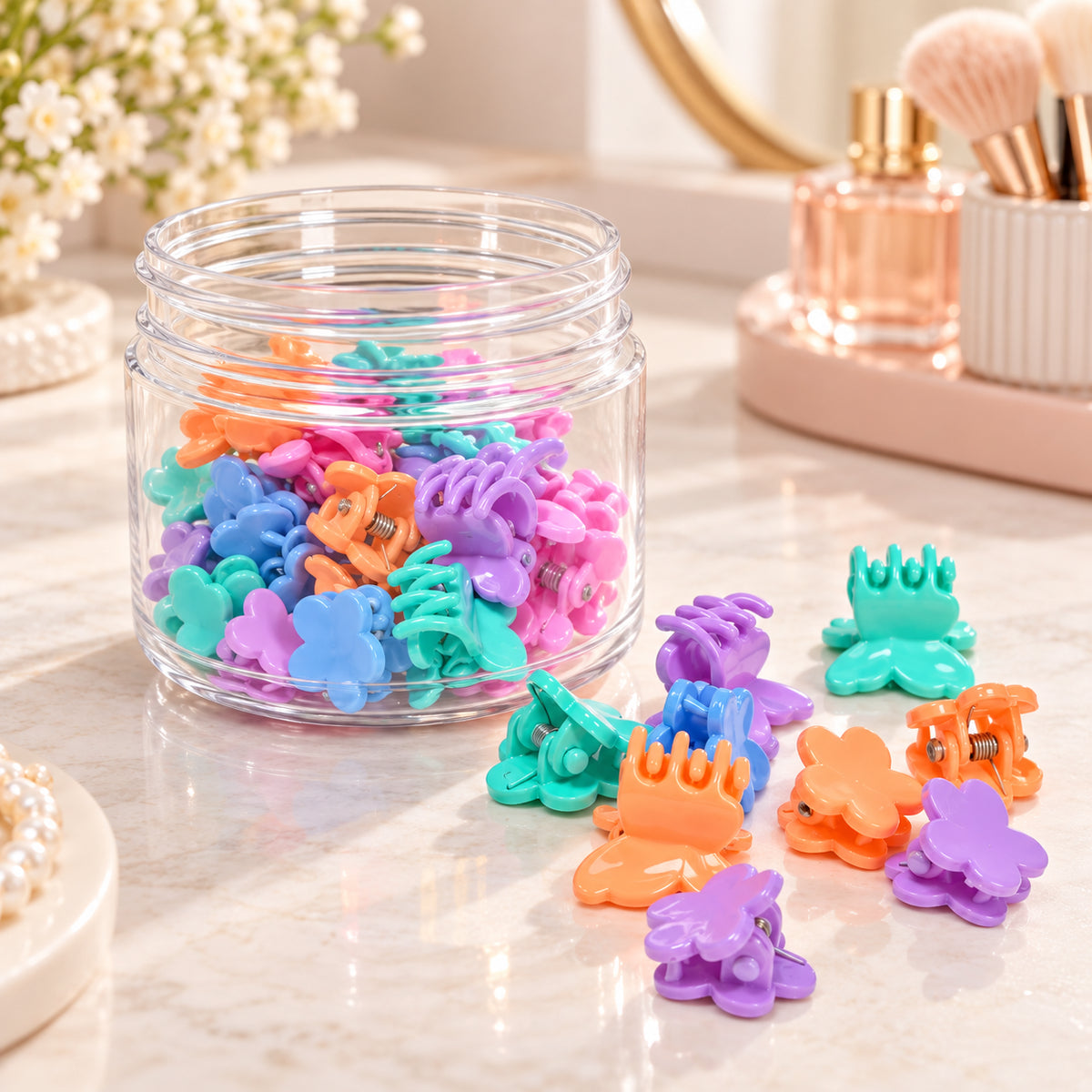Kokosmile Hair Accessories Set for Girls - Ties & Mini Clips - 55 Pcs Set