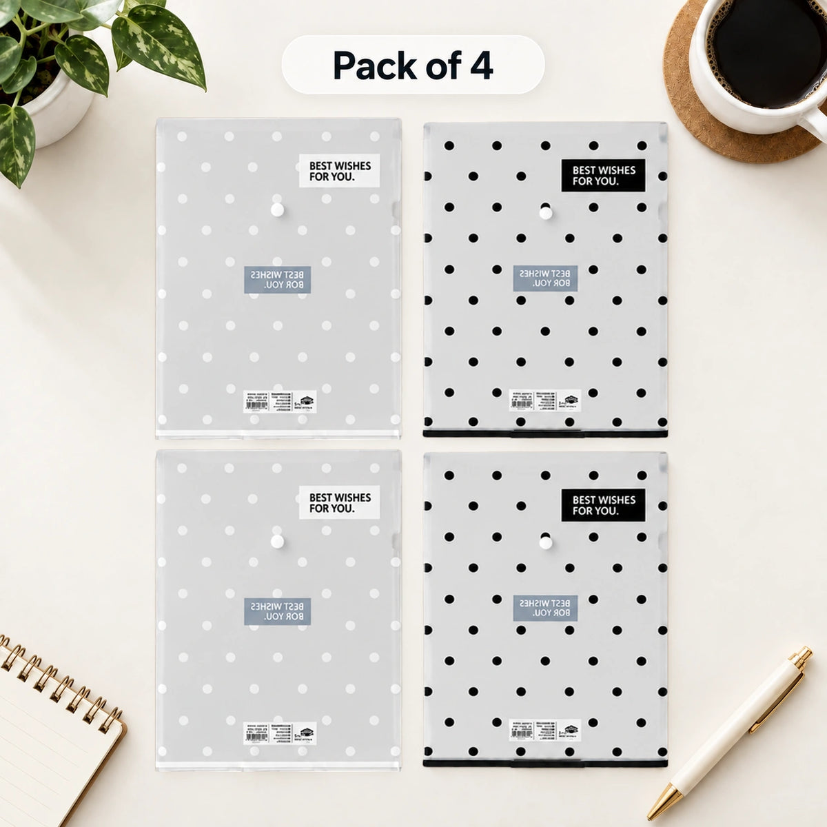 A4 Waterproof Button Closure File Organizer Folder