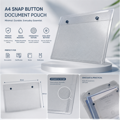 A4 Snap Button Document Pouch with Crosshatch Finish - Set of 4